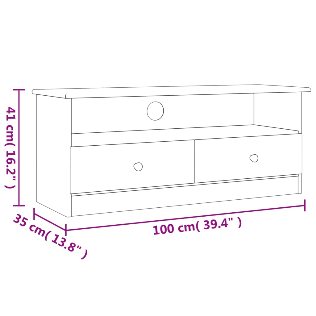 TV-skab med skuffer ALTA Hvid 100x35x41 cm Fyrretræ