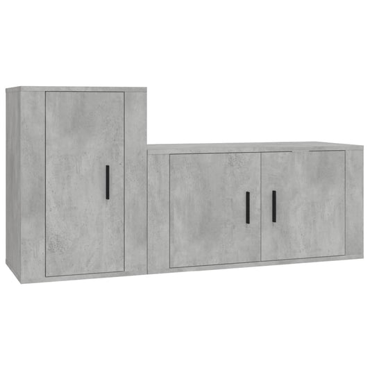 2-tlg. TV-Schrank-Set Betongrau Holzwerkstoff