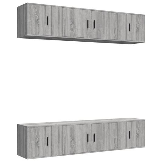 6-tlg. TV-Schrank-Set Grau Sonoma Holzwerkstoff