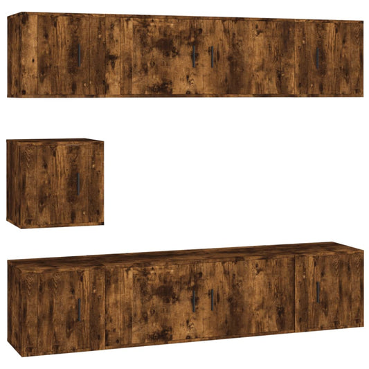 7-tlg. TV-Schrank-Set Räuchereiche Holzwerkstoff