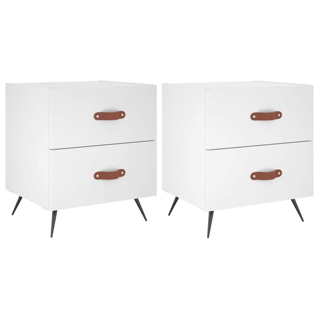 Sengeborde 2 stk Hvidt 40x35x47,5 cm træmateriale