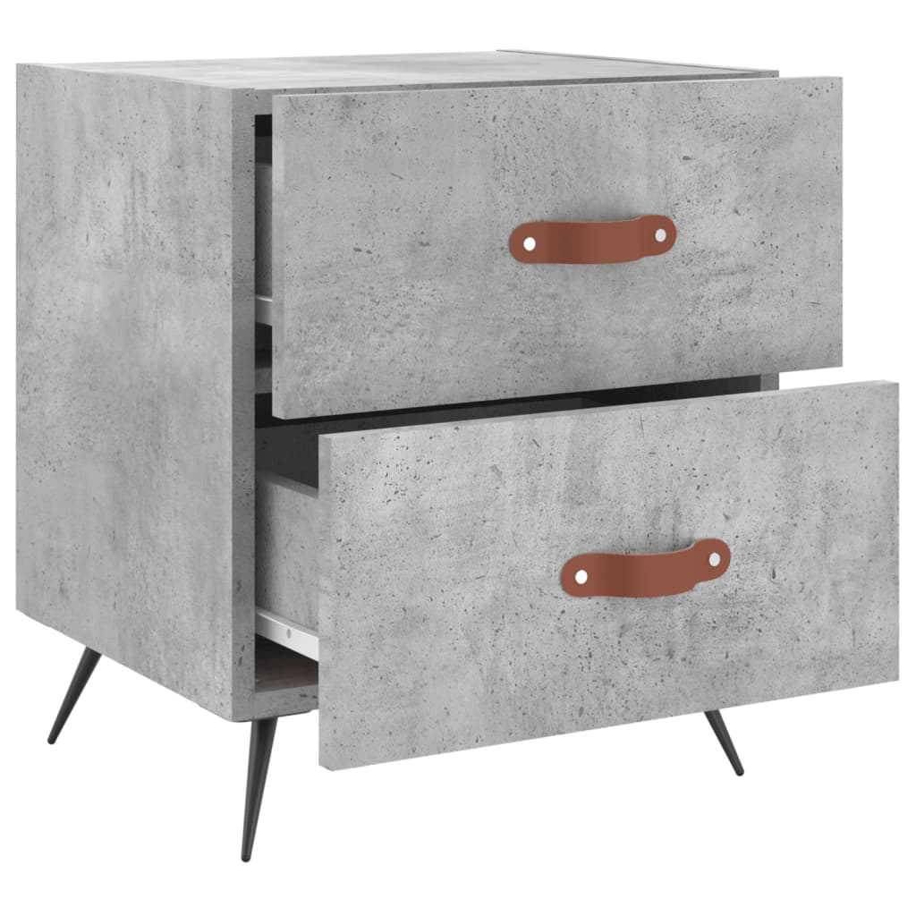 Sengeborde 2 stk Betongrå 40x35x47,5 cm træmateriale