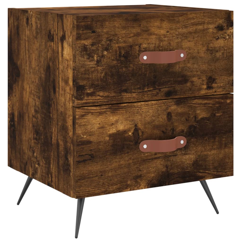 Sengeborde 2 stk Røget eg 40x35x47,5 cm træmateriale