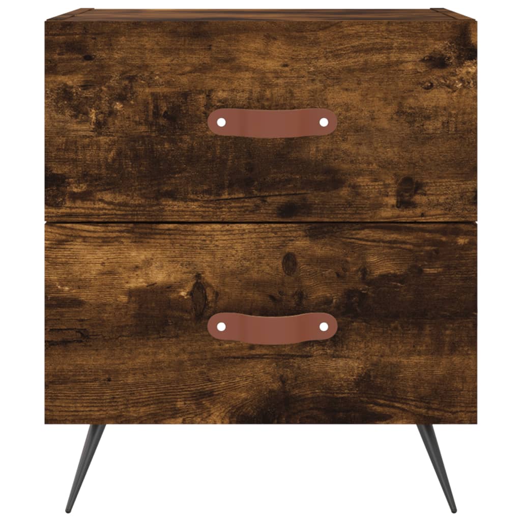 Sengeborde 2 stk Røget eg 40x35x47,5 cm træmateriale