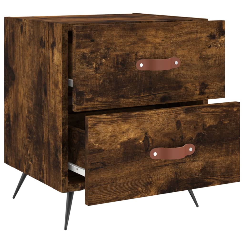 Sengeborde 2 stk Røget eg 40x35x47,5 cm træmateriale