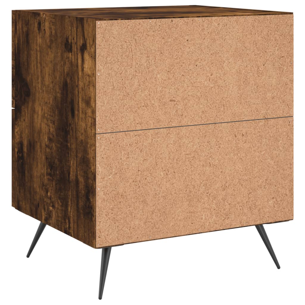 Sengeborde 2 stk Røget eg 40x35x47,5 cm træmateriale