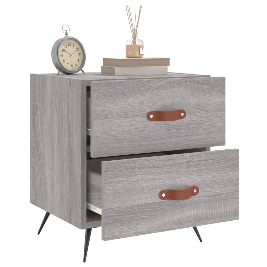 Sengeborde 2 stk Grå Sonoma 40x35x47,5 cm træmateriale