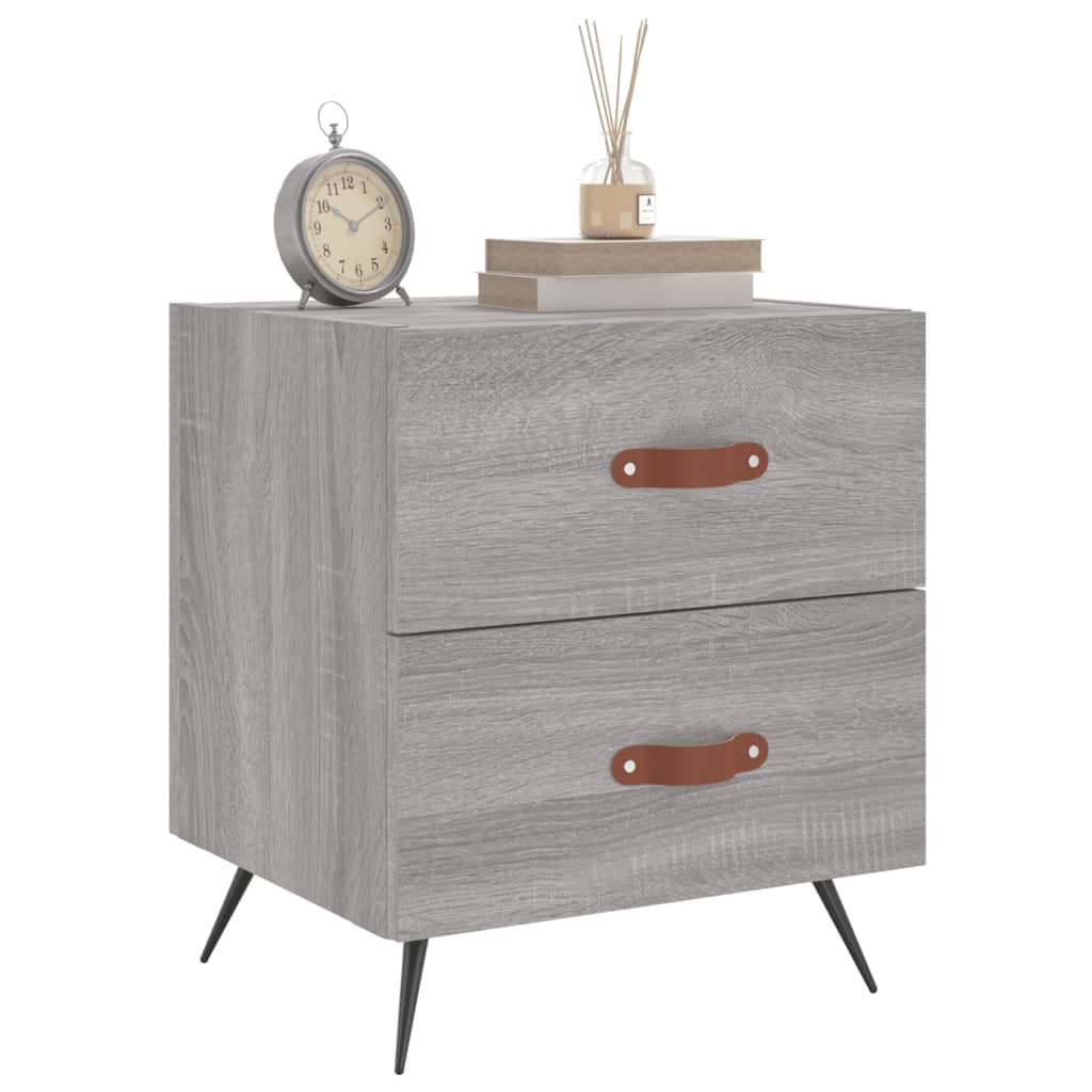 Sengeborde 2 stk Grå Sonoma 40x35x47,5 cm træmateriale