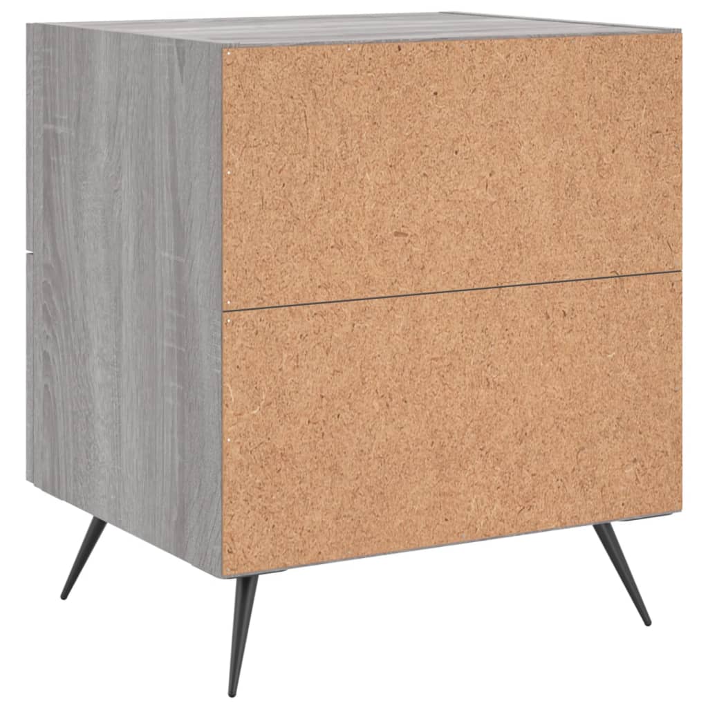 Sengeborde 2 stk Grå Sonoma 40x35x47,5 cm træmateriale