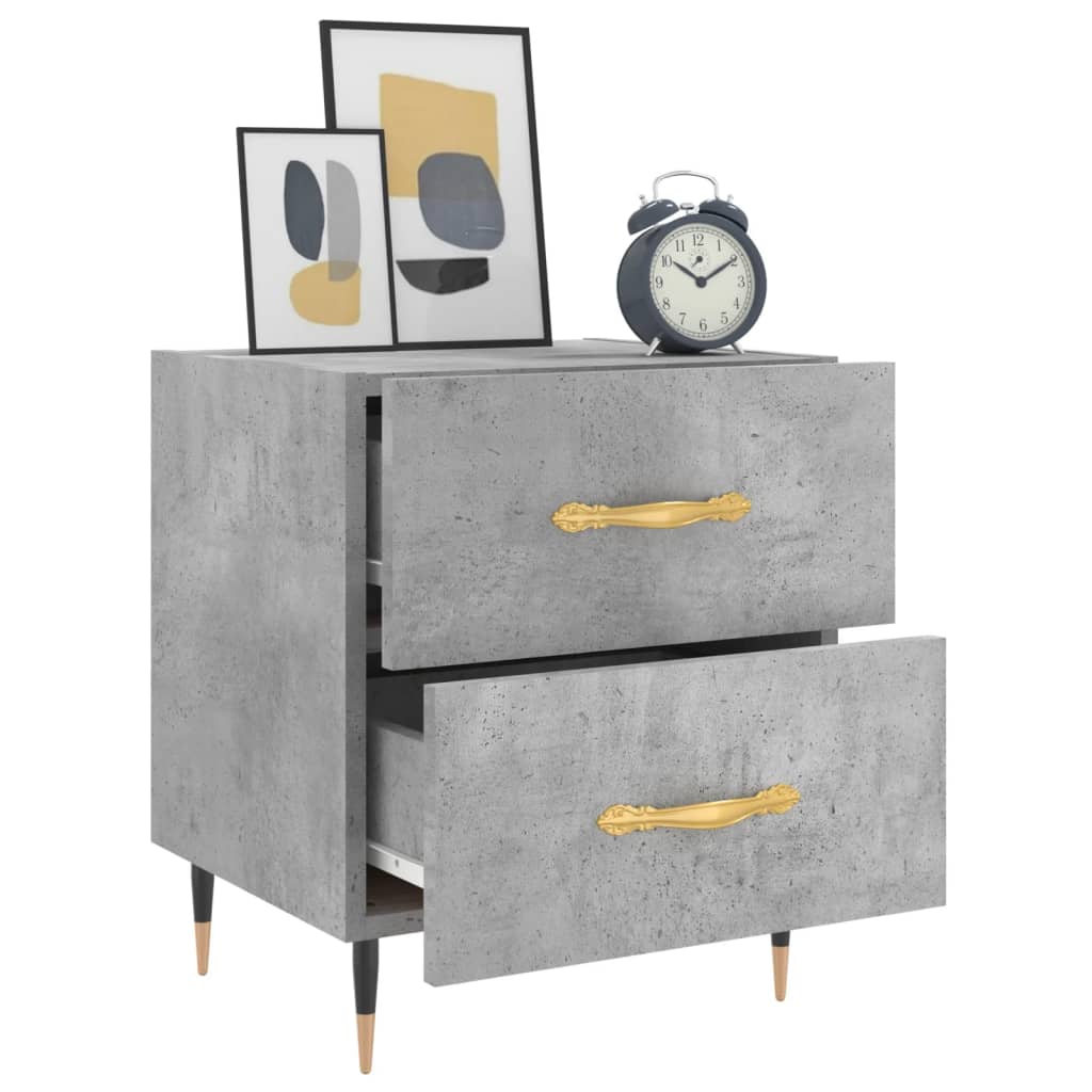 Sengeborde 2 stk Betongrå 40x35x47,5 cm træmateriale