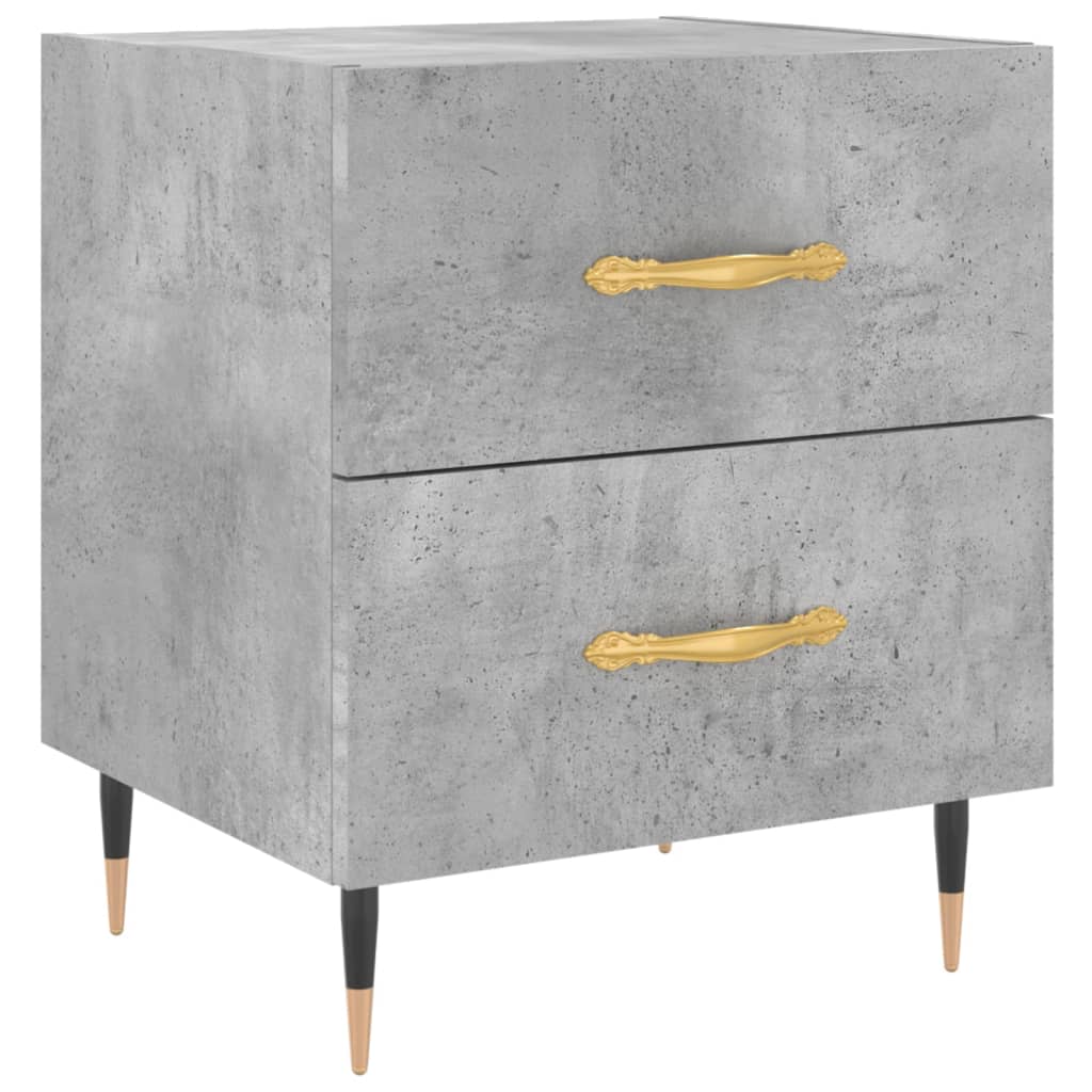 Sengeborde 2 stk Betongrå 40x35x47,5 cm træmateriale