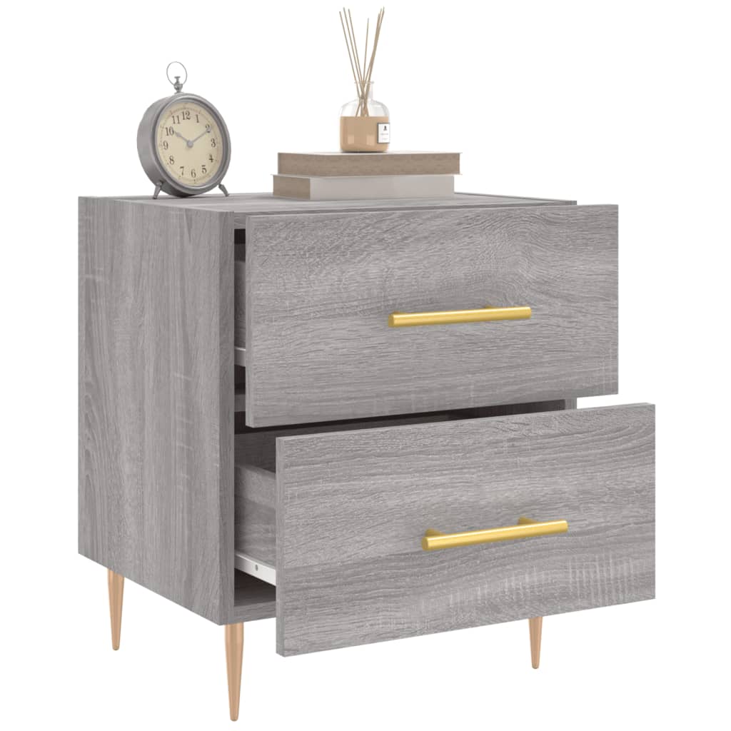 Sengeborde 2 stk Grå Sonoma 40x35x47,5 cm træmateriale
