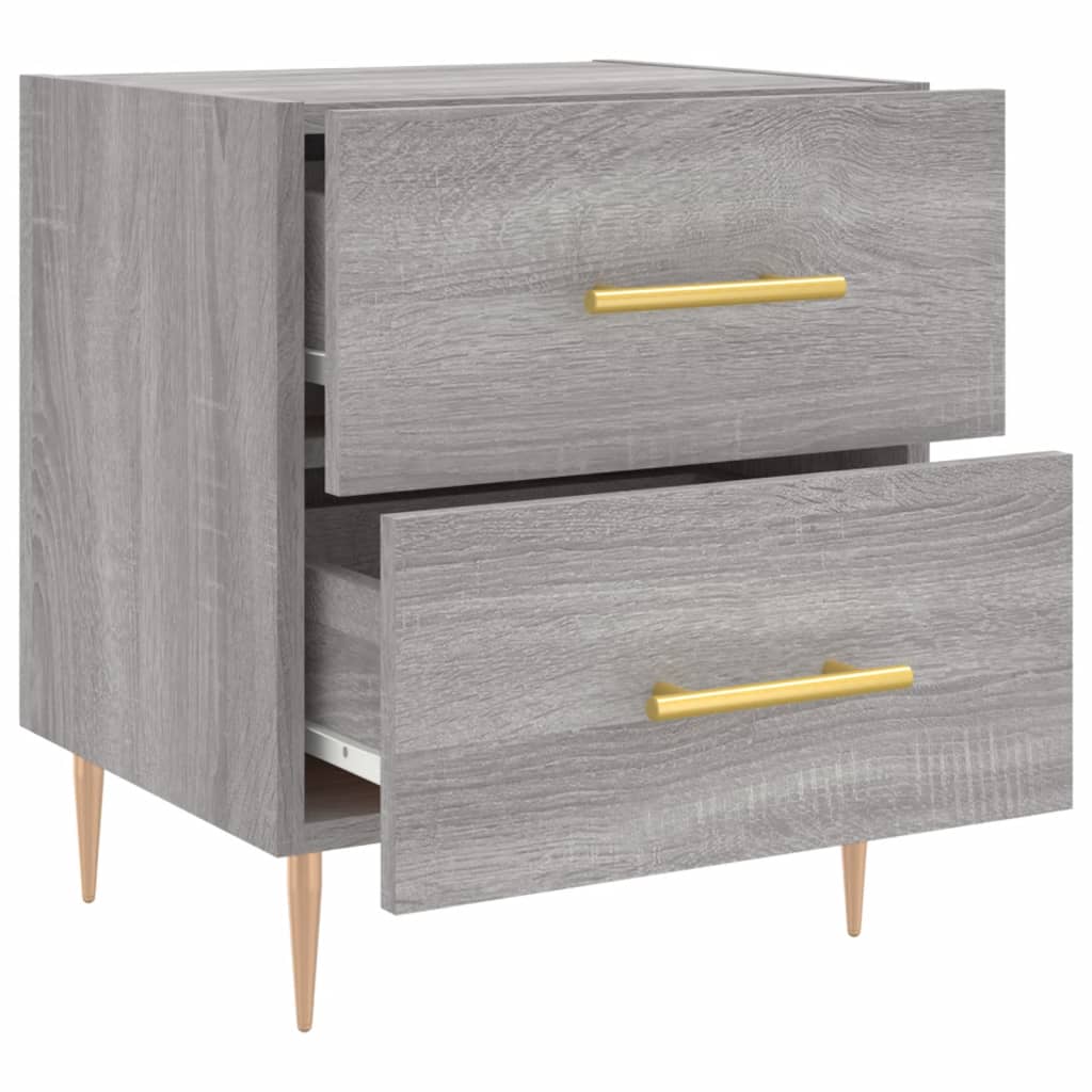 Sengeborde 2 stk Grå Sonoma 40x35x47,5 cm træmateriale