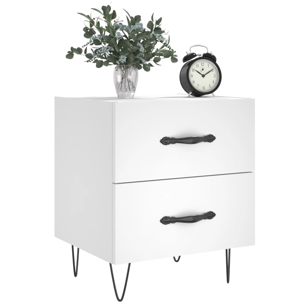 Sengeborde 2 stk Hvidt 40x35x47,5 cm træmateriale