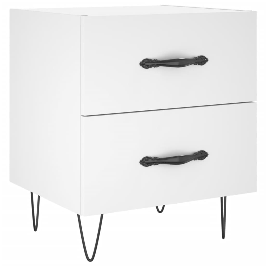 Sengeborde 2 stk Hvidt 40x35x47,5 cm træmateriale