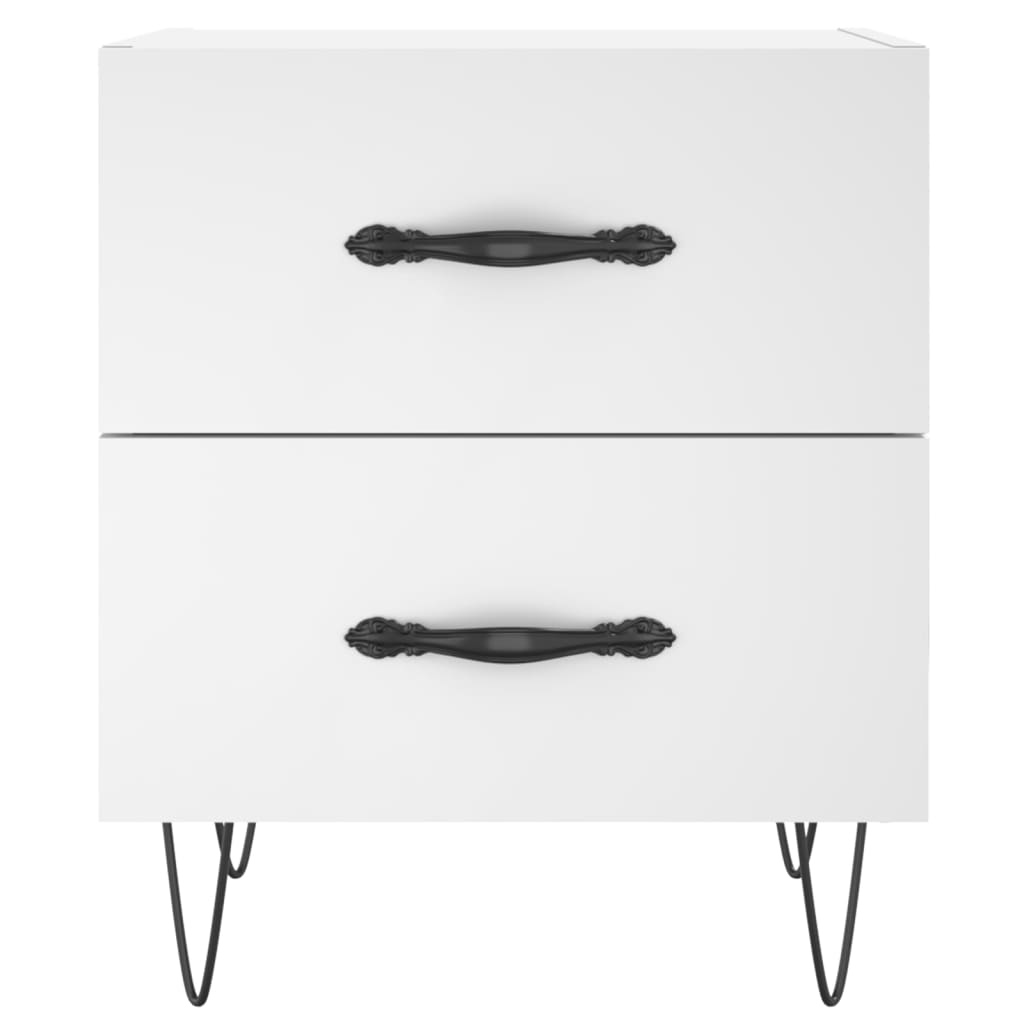Sengeborde 2 stk Hvidt 40x35x47,5 cm træmateriale