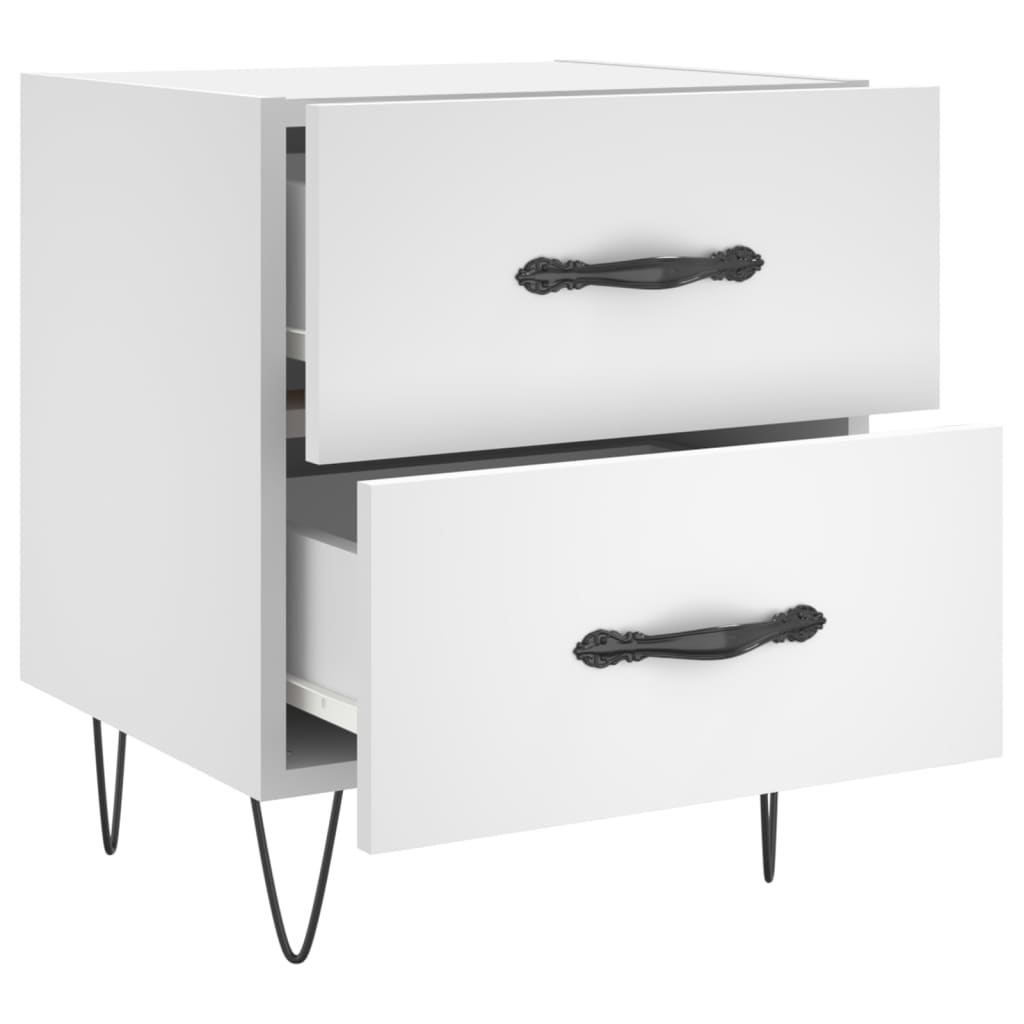 Sengeborde 2 stk Hvidt 40x35x47,5 cm træmateriale