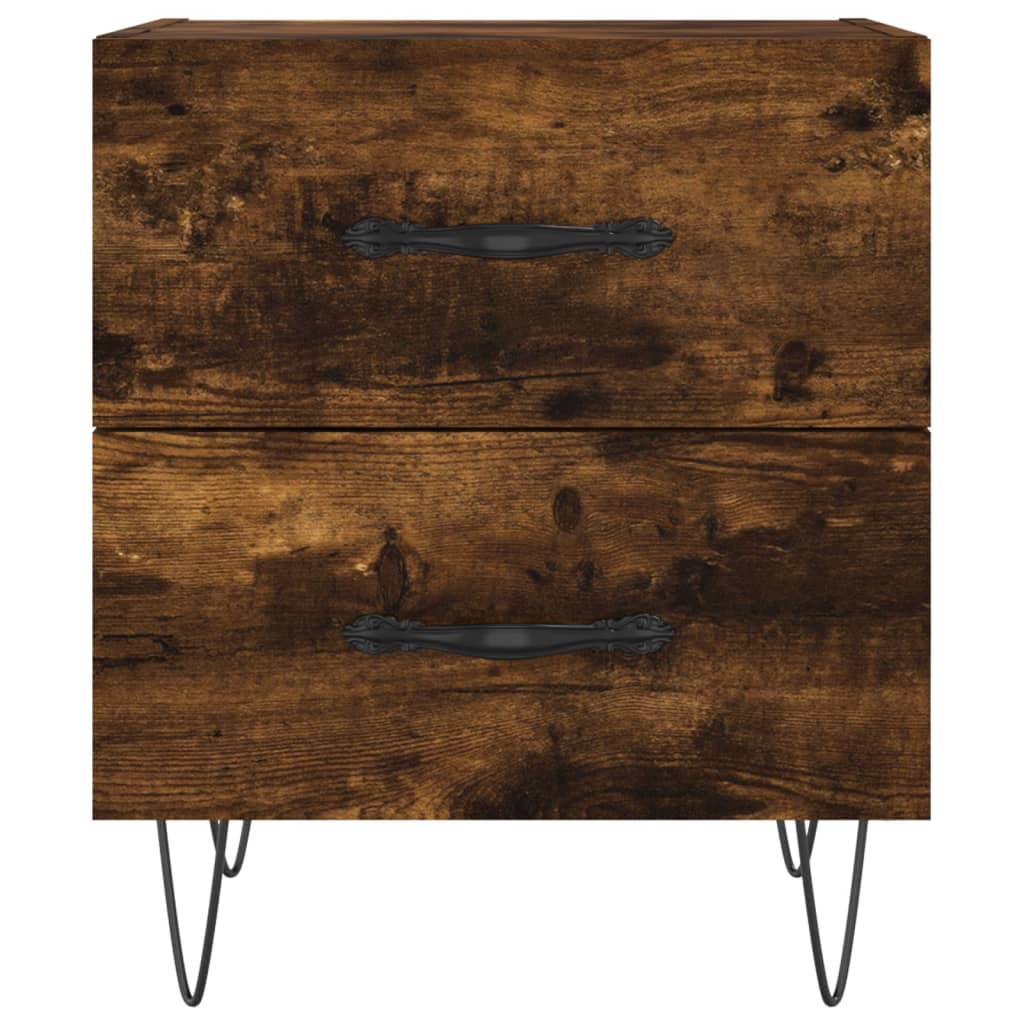 Sengeborde 2 stk Røget eg 40x35x47,5 cm træmateriale