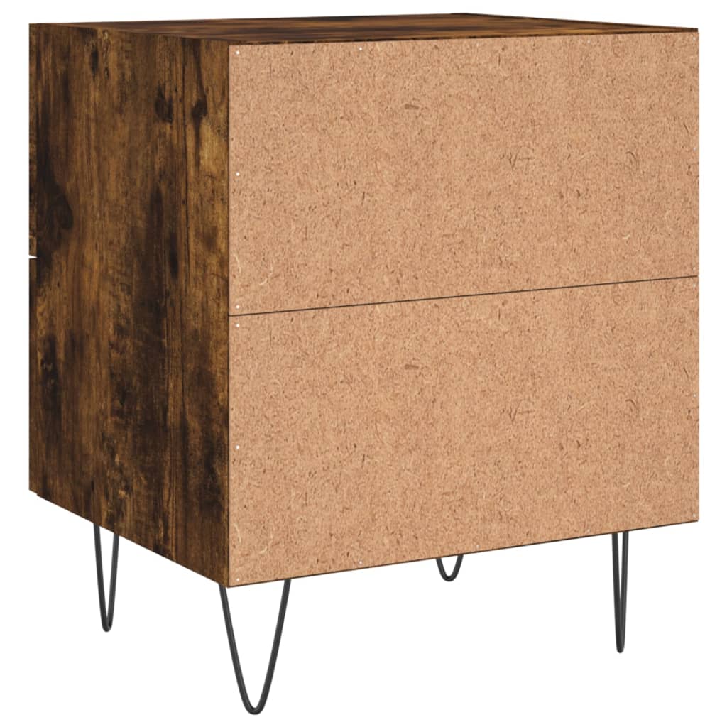Sengeborde 2 stk Røget eg 40x35x47,5 cm træmateriale