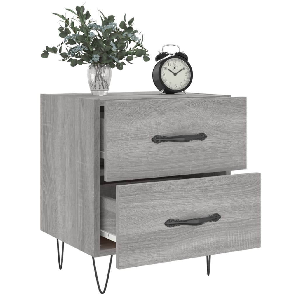 Sengeborde 2 stk Grå Sonoma 40x35x47,5 cm træmateriale