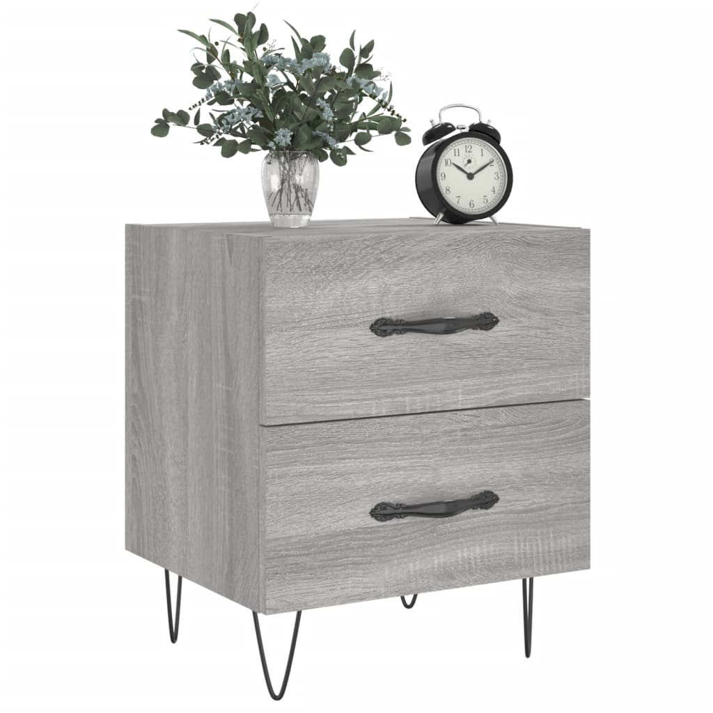 Sengeborde 2 stk Grå Sonoma 40x35x47,5 cm træmateriale