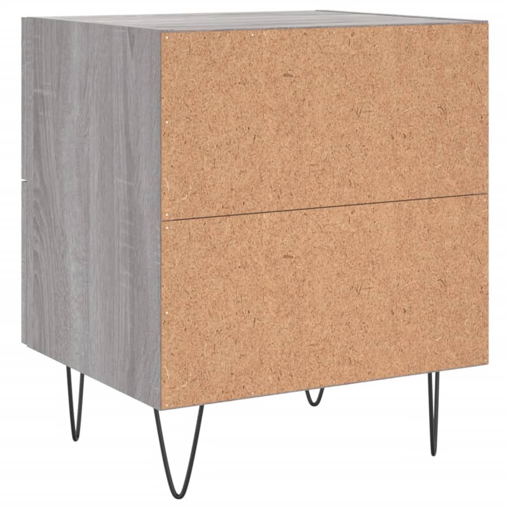 Sengeborde 2 stk Grå Sonoma 40x35x47,5 cm træmateriale
