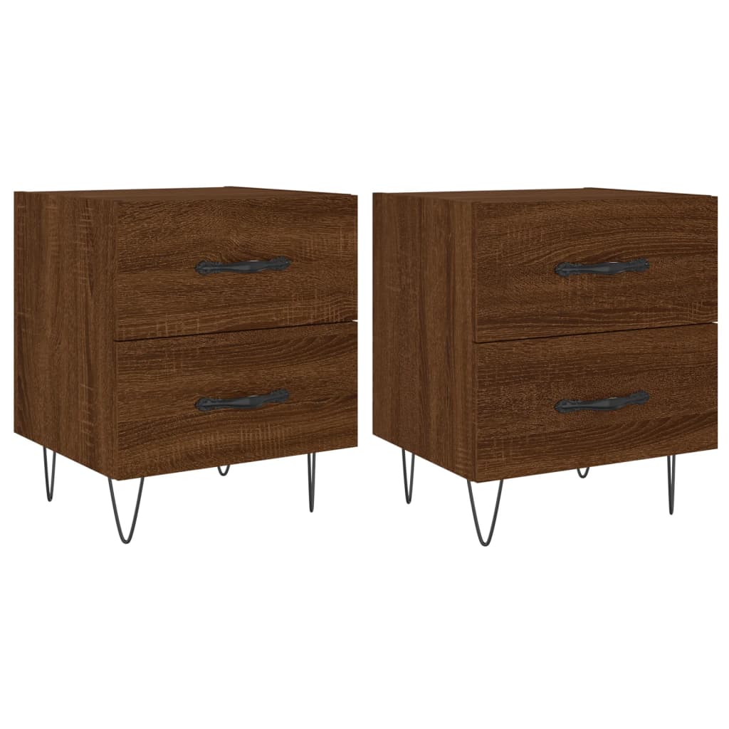 Sengeborde 2 stk. Brun eg look 40x35x47,5cm træmateriale