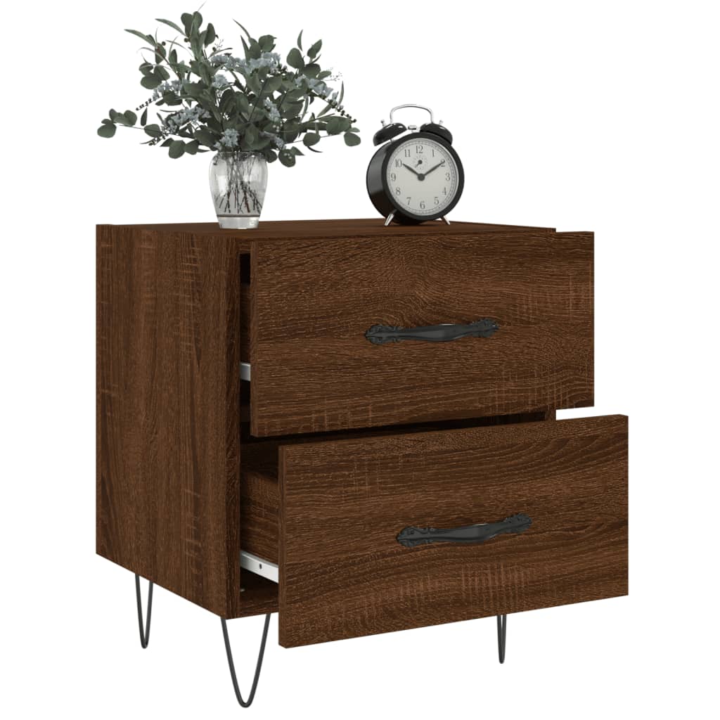 Sengeborde 2 stk. Brun eg look 40x35x47,5cm træmateriale