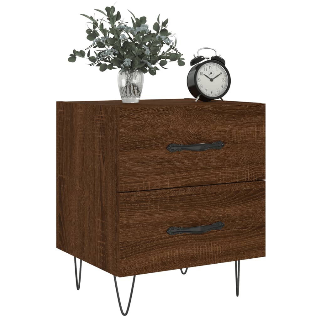 Sengeborde 2 stk. Brun eg look 40x35x47,5cm træmateriale