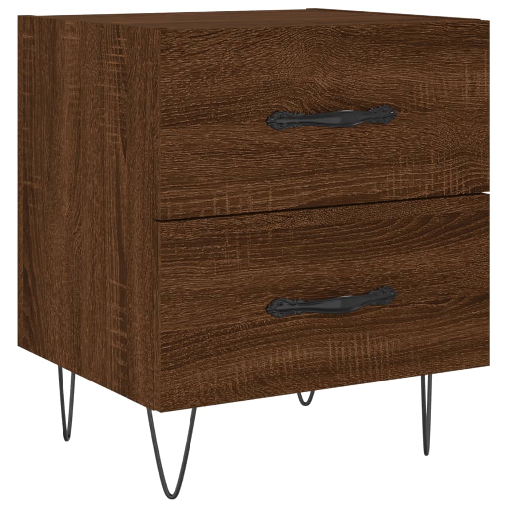 Sengeborde 2 stk. Brun eg look 40x35x47,5cm træmateriale
