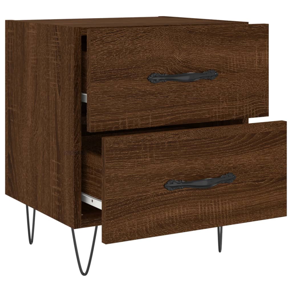 Sengeborde 2 stk. Brun eg look 40x35x47,5cm træmateriale