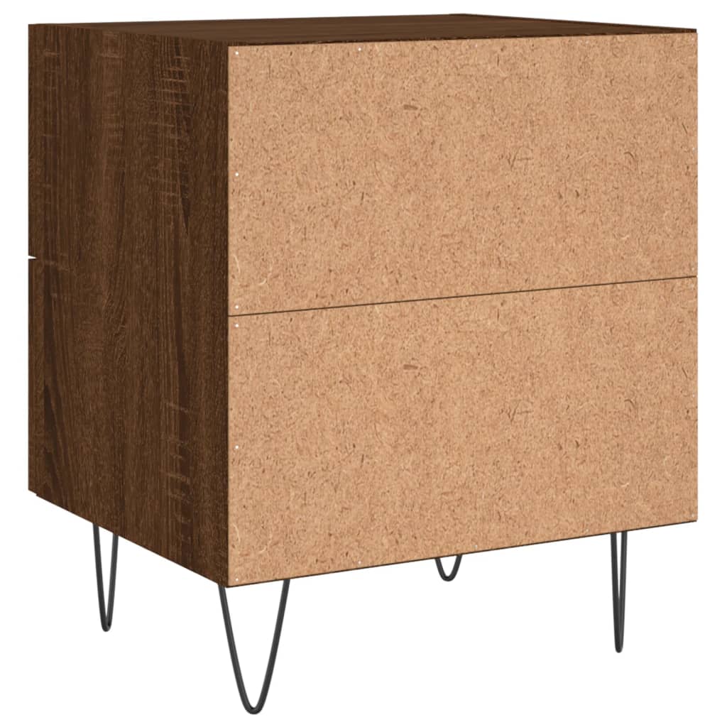 Sengeborde 2 stk. Brun eg look 40x35x47,5cm træmateriale