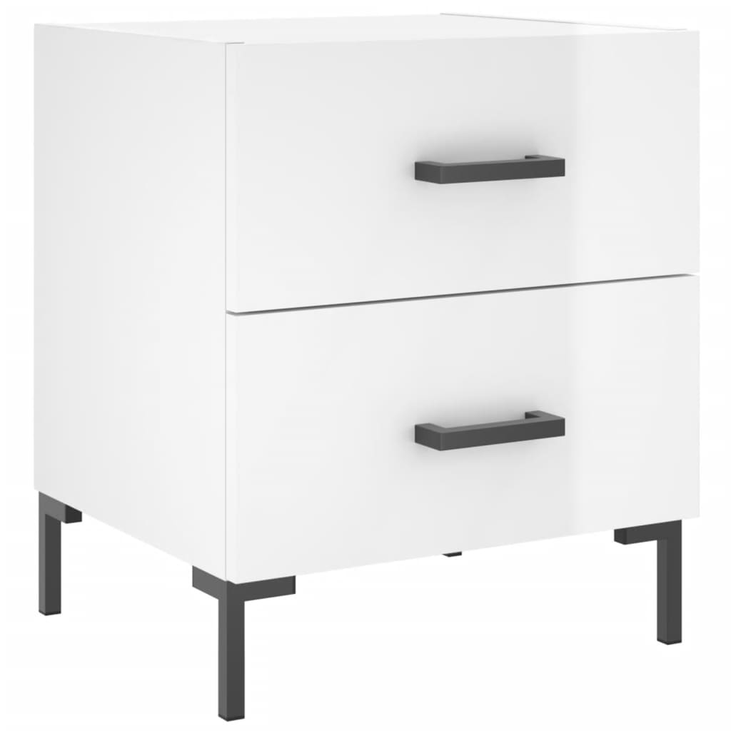 Sengeborde 2 stk Højglans hvid 40x35x47,5 cm træmateriale