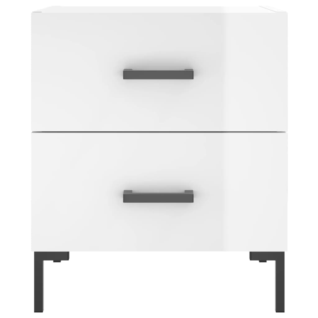 Sengeborde 2 stk Højglans hvid 40x35x47,5 cm træmateriale
