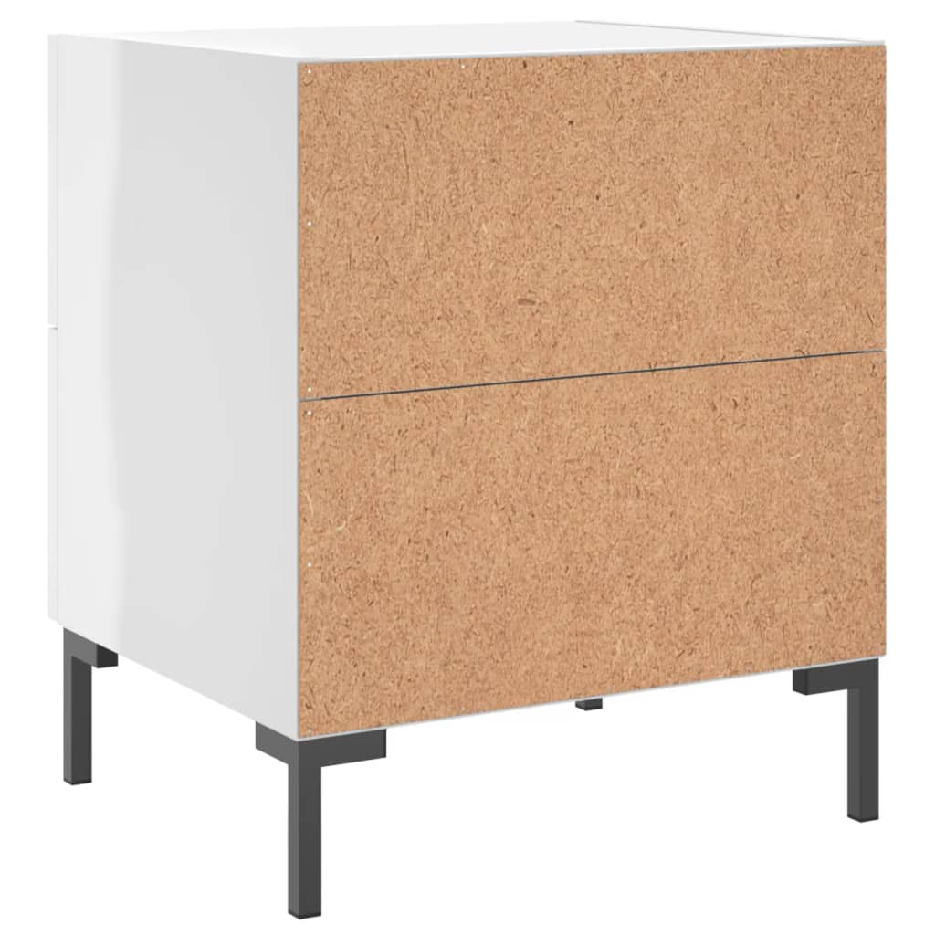 Sengeborde 2 stk Højglans hvid 40x35x47,5 cm træmateriale
