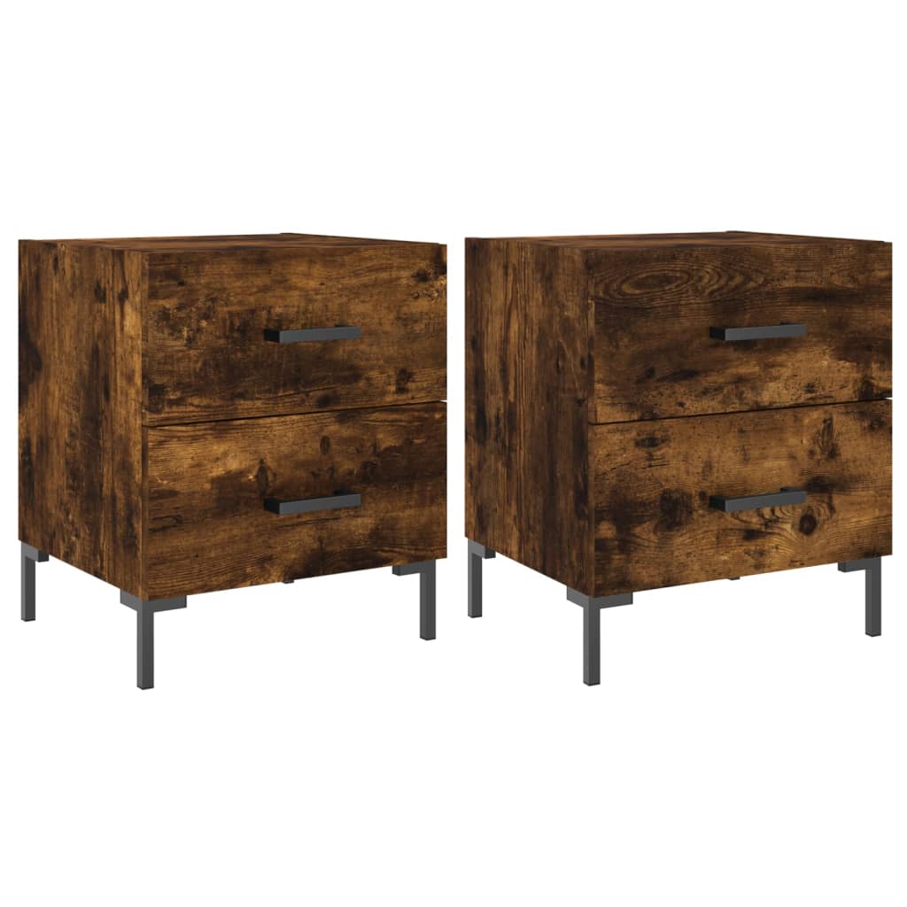 Sengeborde 2 stk Røget eg 40x35x47,5 cm træmateriale