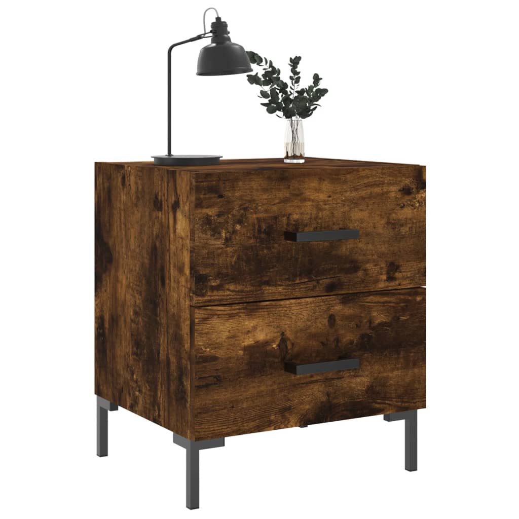 Sengeborde 2 stk Røget eg 40x35x47,5 cm træmateriale