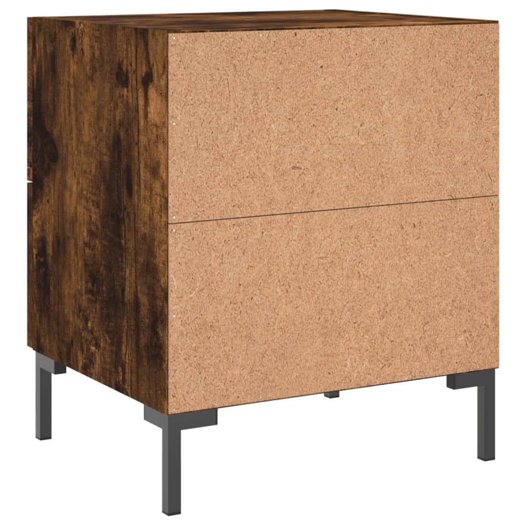 Sengeborde 2 stk Røget eg 40x35x47,5 cm træmateriale