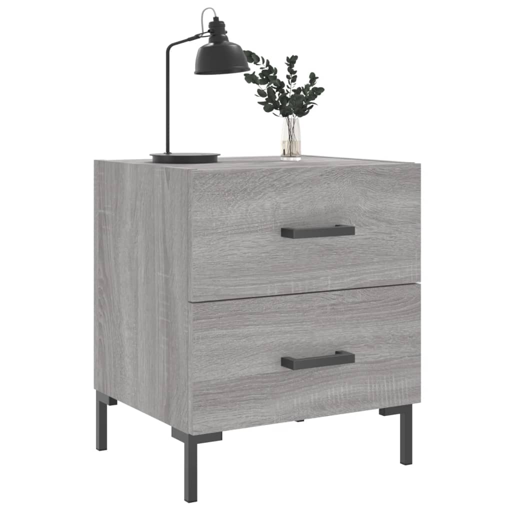 Sengeborde 2 stk Grå Sonoma 40x35x47,5 cm træmateriale
