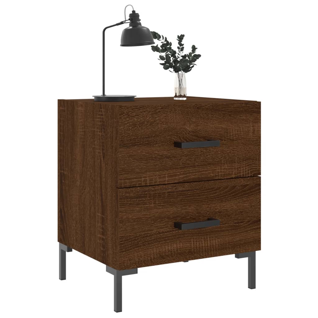 Sengeborde 2 stk. Brun eg look 40x35x47,5cm træmateriale