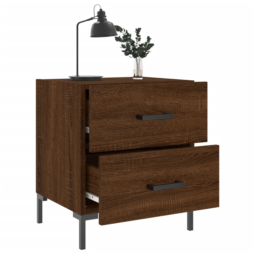 Sengeborde 2 stk. Brun eg look 40x35x47,5cm træmateriale