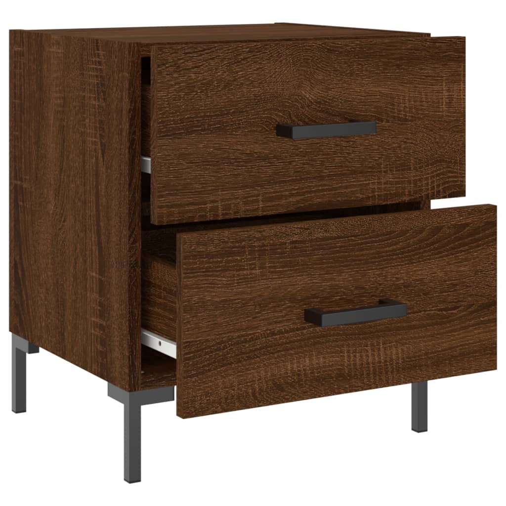 Sengeborde 2 stk. Brun eg look 40x35x47,5cm træmateriale