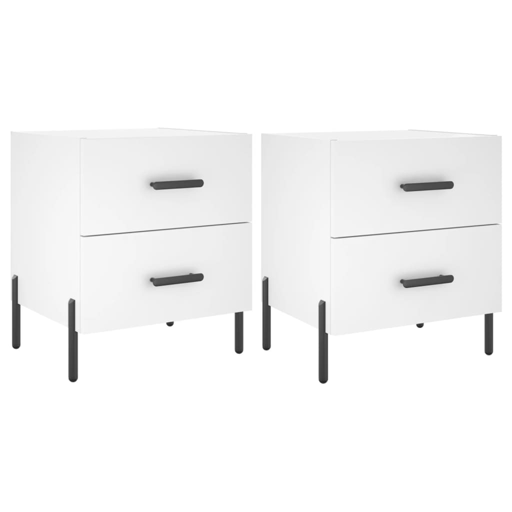 Sengeborde 2 stk Hvidt 40x35x47,5 cm træmateriale