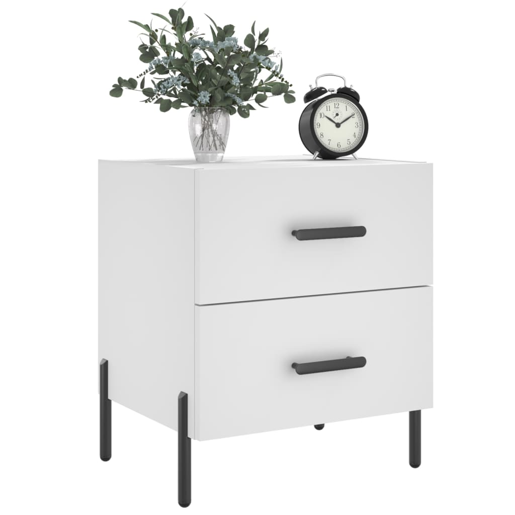 Sengeborde 2 stk Hvidt 40x35x47,5 cm træmateriale