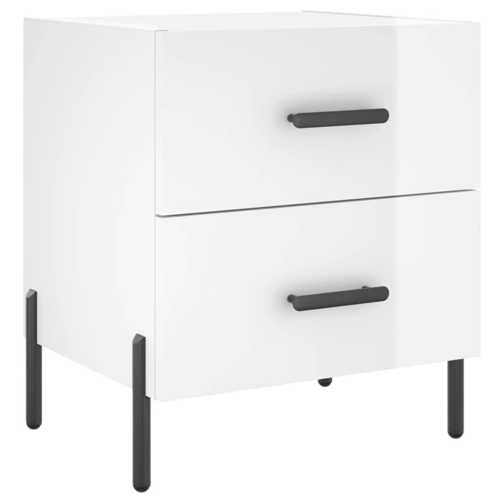 Sengeborde 2 stk Højglans hvid 40x35x47,5 cm træmateriale