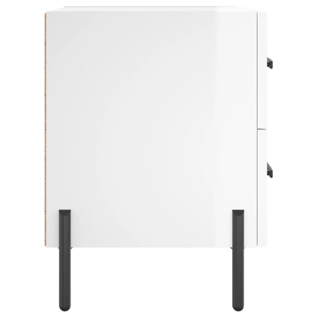 Sengeborde 2 stk Højglans hvid 40x35x47,5 cm træmateriale