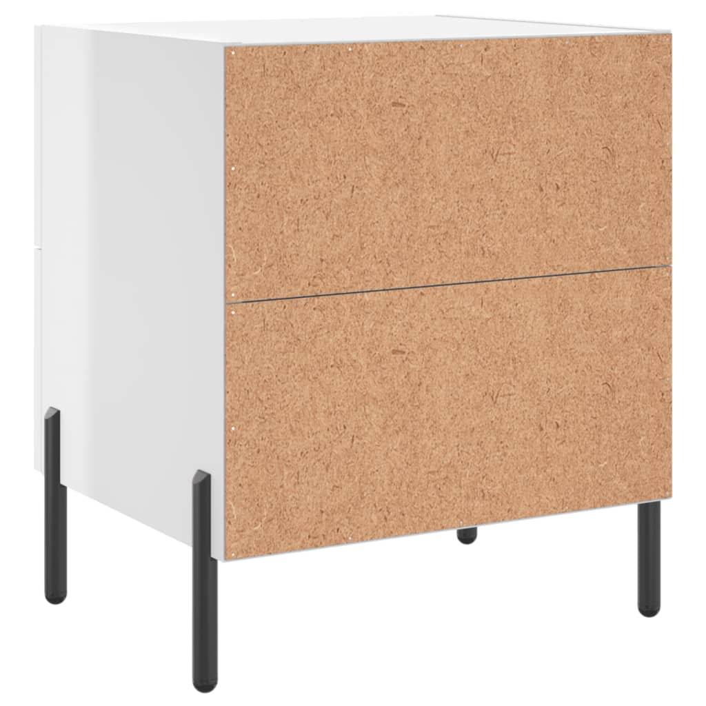 Sengeborde 2 stk Højglans hvid 40x35x47,5 cm træmateriale