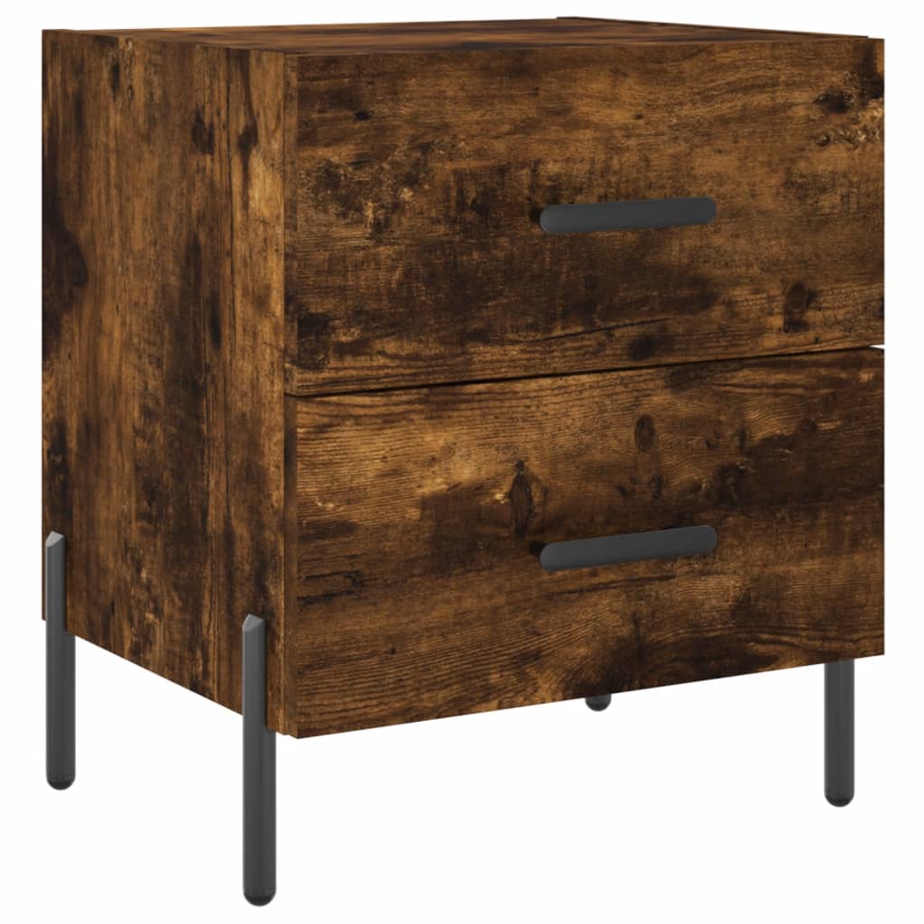 Sengeborde 2 stk Røget eg 40x35x47,5 cm træmateriale