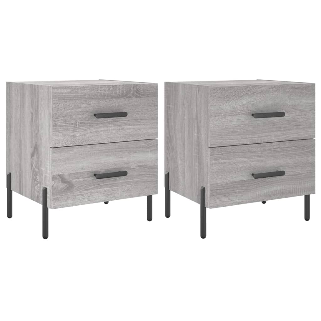 Sengeborde 2 stk Grå Sonoma 40x35x47,5 cm træmateriale