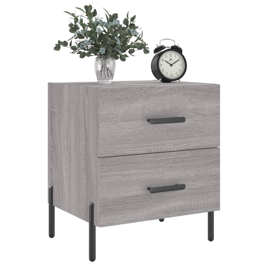 Sengeborde 2 stk Grå Sonoma 40x35x47,5 cm træmateriale